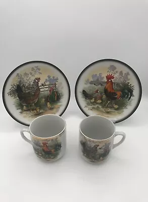 Hassenpflug HK Vienna Austria Set Wall Plates Mugs Signed. Farm/chicken Scenes • $22