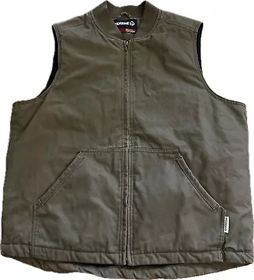 VTG Wolverine Sturdy Outdoor Brown Work Duck Canvas Vest Quilt Lined Men XL EUC • $25.50