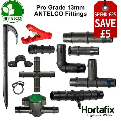 £7.45 • Buy Antelco 13mm Tee Elbow Hose FULL RANGE Garden Irrigation Pipe Connector