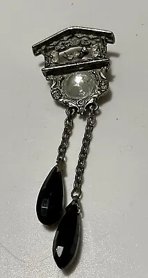 Vintage CUCKOO CLOCK  Brooch Pin  W/ Rhinestones Unsigned & Unusual Piece • $15