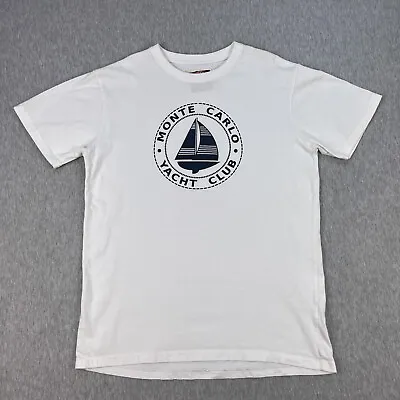 Monte Carlo Yacht Club T-Shirt Unisex XL (Actual Mens M Womens L) White Gazzoil • $12.62