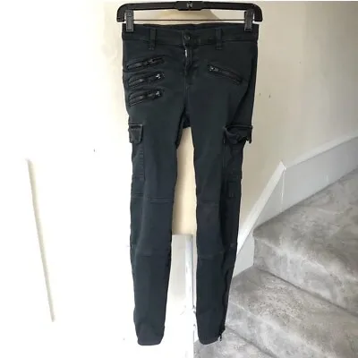 J Brand Black Brix Skinny Zippered Cargo Pocket Mid Rise Stretch Cotton Jeans 25 • $48