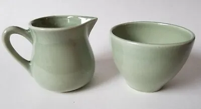 Varages Creamer & Open Sugar Bowl Set Celadon Green Ceramic France • $16.99