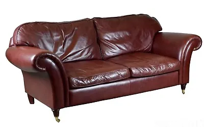 Luxury 3 Seater Heritage Brown Leather Laura Ashley Mortimer Sofa With Castors • £1600