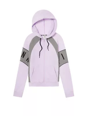 Victorias Secret Pink Perfect Full Zip Hoodie Lilac Size L Nip • $49.99