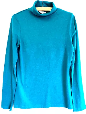 Seasalt 'Landing' Polo Neck Neck Roll Cotton Stretch Top Jade Green Size 10 NEW • £14.99