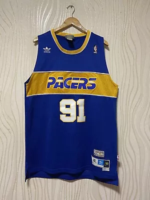 INDIANA PACERS BASKETBALL SHIRT JERSEY ADIDAS Sz XL MEN BLUE #91 ROM ARTEST • $89.99