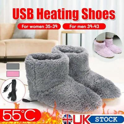 £7.99 • Buy Electric USB Foot Warmer Shoe Plush Slipper Feet Heat Washable Sock Shoes Unisex