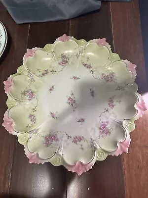 Antique Moritz Zdekauer MZ Altrohlau Austria Serving Plate 12 1/2  Pink Flowers • $30