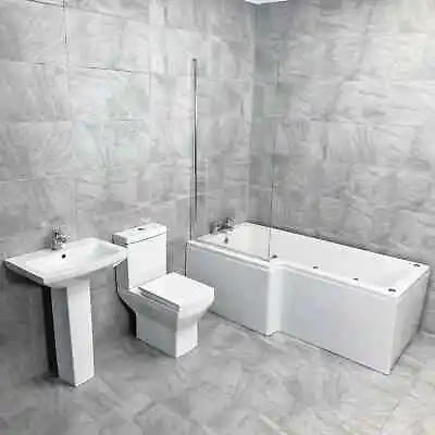L Shaped Whirlpool Showerbath Suite With Amelia Toilet & Basin Set - Left Hand • £749.99