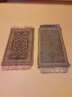 Vintage Miniature Set Of Two Silky Oriental Style Dollhouse Rugs • $6