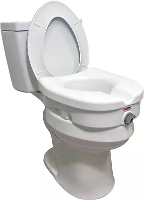 E-Z Lock Raised Toilet Seat 5 Inch Height Toilet Seat Riser For Elderly And Ha • $54.01
