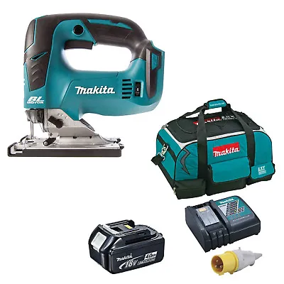 MAKITA DJV182 BRUSHLESS JIGSAW BL1840 BATTERY DC18RC 110v CHARGER & 4 PIECE BAG • £910.98