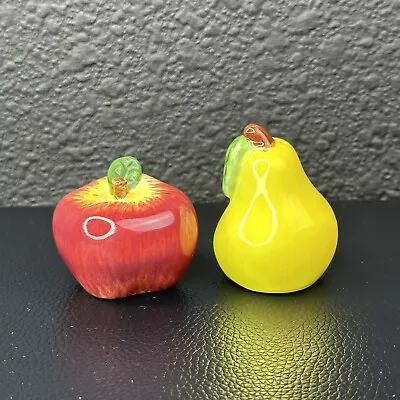 Vintage Hand Blown Art Glass Set Murano Style Fruit Home Decor Pear Apple Weight • $12.99