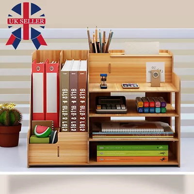 £7.55 • Buy Wooden Desk Organiser DIY Desktop Tidy Pen Holder Large Capacity Stationery Box