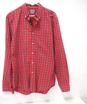 J.Crew Mens Shirt L Red Blue Plaid Long Sleeve Button 100% Cotton Collared • $13.42