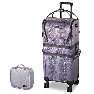 Byootique Rolling Makeup Train Case Trolley Portable Cosmetic Bag Nail Artist • $269.90