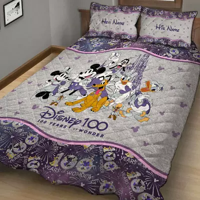 Personalized Mickey And Friends 100 Years Of Wonder 3D Quilt Bedding Set • $82.64