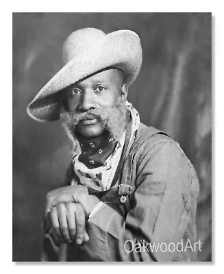 African American Cowboy With Handlebar Mustache C1900 Vintage Photo Reprint • $8.95