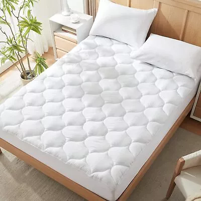 Queen Size Fitted Mattress Pad Bedding Quilted Noiseless Mattress Protector ... • $25.49