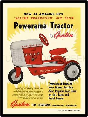 Garton Powerama Pedal Tractor 9  X 12  Metal Sign • $14.99