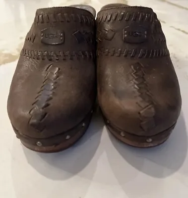 UGG Abbie Suede Brown Studded Clogs Size 8 • $9.50