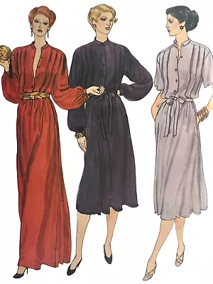 VOGUE Pattern 7452 Dress 8 Maxi Midi Loose Pullover Blouson 80s Evening Uncut FF • $13.43