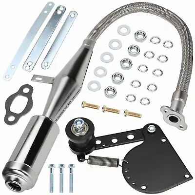 Exhaust Muffler Pipe Kit For 49cc 100cc 2-Stroke Motorized Bicycle Engine Silver • $59.85