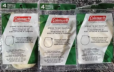 (Lot Of 3) Coleman String Tie Lantern Mantle #21 3 Bags Of 4 Mantles NEW • $19.99