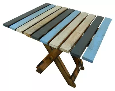 Wooden Folding Table Shabby Chic Furniture - Collapsible Table Rectangle - Blue • £29.99