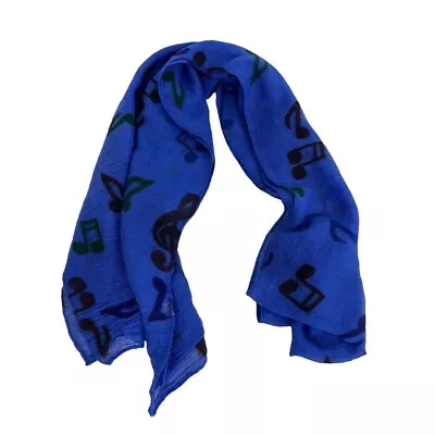 Lightweight Gauzy Scarf Blue Music Notes Print 14  X 68  • $6