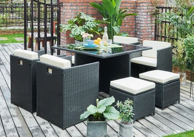 £399.99 • Buy Rattan Garden Cube Set Outdoor 9 Piece Garden Set Conservatory Patio Dining Set