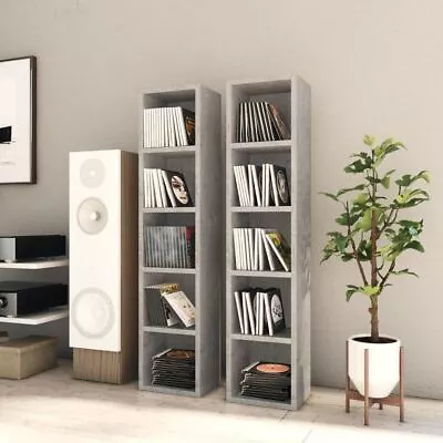 CD Shelf Rack Stand Holder Organizer Storage Display Cabinet 2x Concrete Grey • $86.95