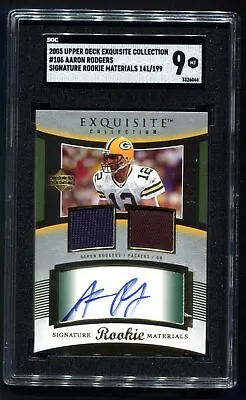 2005 Exquisite Collection Aaron Rodgers RC Jersey AUTO 141/199 SGC 9 MINT • $6000