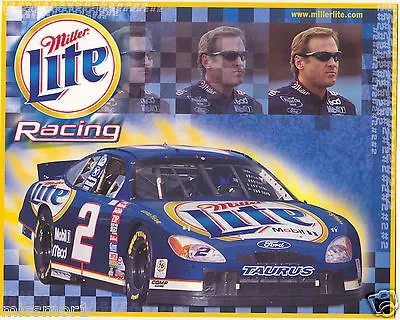 Rusty Wallace 2002 Miller Lite Racing Promotional Picture Signature Card Ford #2 • $7