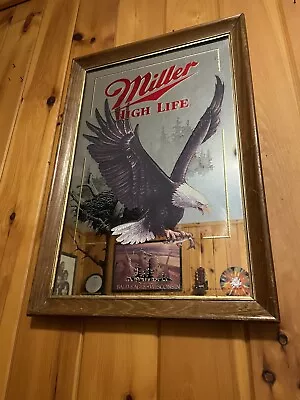 Vintage Miller High Life Beer Wis 1st Printing Wildlife Series Bald Eagle Mirror • $74.12