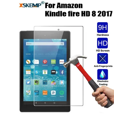 For Amazon Kindle Fire HD 8 2017 8.0 Tempered Glass  Screen Protector Shield 9H • $12.02