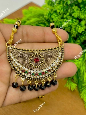 $12.19 • Buy Indian Women Mangalsutra Gold Plated Jewelry CZ Boll Black Bead Long Chain Set
