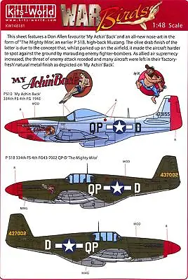 $12.99 • Buy Kits World Decals 1/48 P-51 MUSTANG Fighter Mighty Mite & My Achin' Back