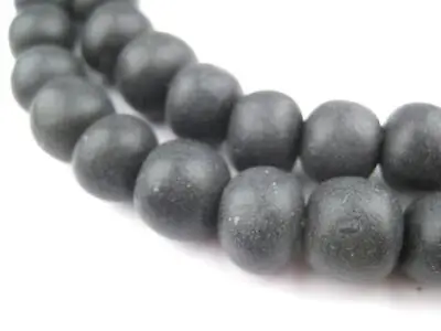 Black Moroccan Pottery Beads 12mm Morocco African Round Clay 25 Inch Strand • $12