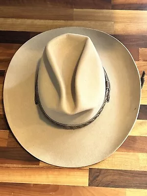 Vintage STETSON Cowboy Hat BILLY THE KID Western Brown 7 USA Leather Band READ • $89.99