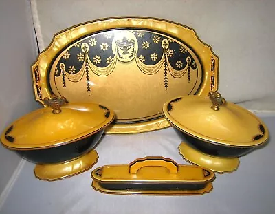 Vtg.Lot 4Pearlized CelluloidbutterscotchplasticVanity Traycontainersset • $41.24