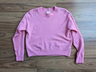 H&M Pink Sweater Womens XS Long Sleeve Crewneck Crop Knit Pullover Barbiecore B2 • $19.88