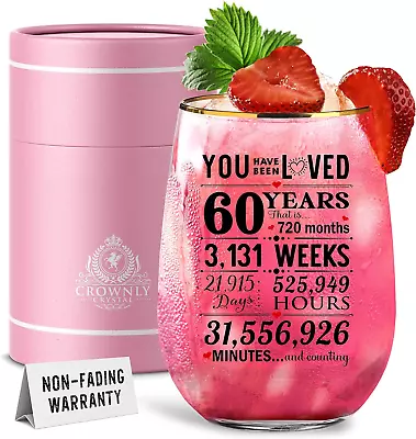 £17.29 • Buy KiesÂ®Gift 60th Birthday Gifts For Women Personalised Glass 60th Birthday Gifts