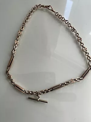 9ct Rose Gold Fob Chain/necklace With T Bar • £950