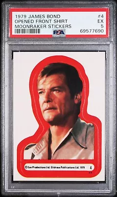 1979 James Bond Moonraker Stickers #4 OPENED FRONT SHIRT PSA 5 EX • $20