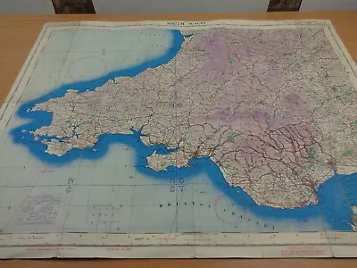 WW2 RAF FIGHTER PILOT'S Map Of  SOUTH WALES  (WING COMMANDER DFC & BAR) • £19.99