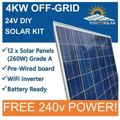 4KW OFF GRID DIY Solar Kit. With 12 X PV Solar Panels! Basic DIY Skills Needed!! • £2195