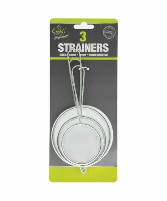 £3.49 • Buy 3pc Stainless Steel Sieves Strainer Small Colander Airing Drain Kitchen Mesh Set