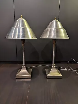 Pair Of Antique Metal Lamps - Machine Age / Industrial Age / Art Deco • $490
